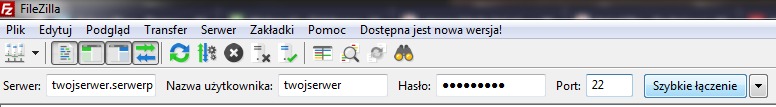 Fille Zilla FTP pomoc konfiguracji hosting 